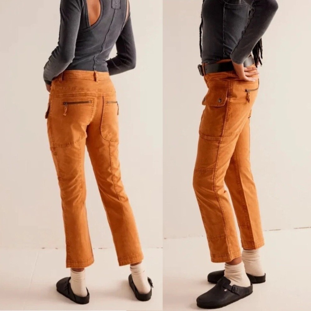 Free People Hot In It Moto Pants We The Free Low Slung Size 14 Caramel Cafe NWOT